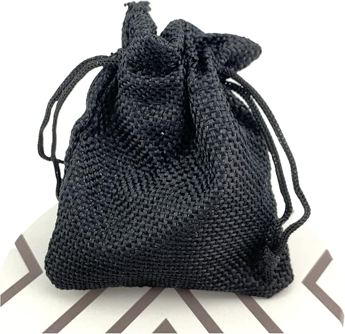 Palmhomee Pack of 25 Burlap Gift Bags with Drawstring Linen Jewelry Pouches Wedding Hessian Jute Bags for Birthday and Treat Pouches Party Wedding Favors Gift (3.6x4.8 Inch, Black)