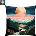 Stamped Cross Stitch Kits for Adults Beginners Pillow Needlepoint Kit with Embroidery Pattern Needlework Kit Prestamped Stitches Kit 11CT Cross Stitching-Mountains, moonlight18x18inch