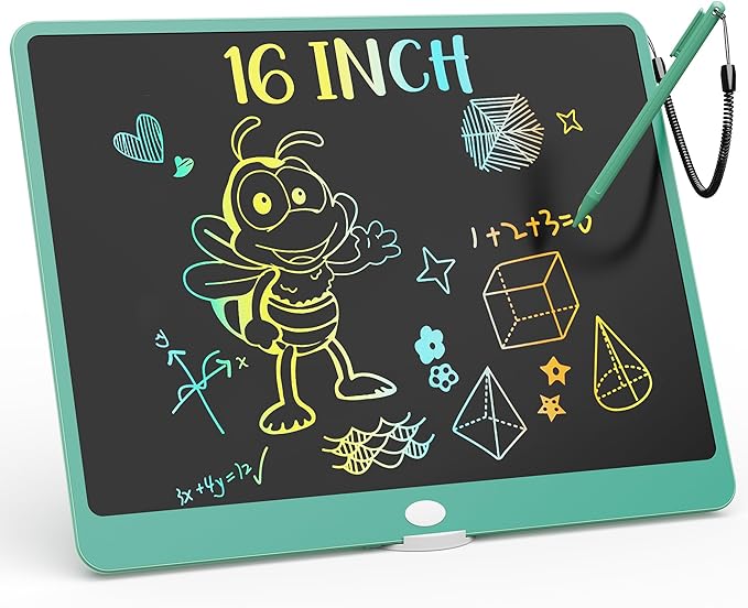 KOKODI LCD Writing Tablet, 16 Inch Colorful Toddler Doodle Board Drawing Tablet, Erasable Reusable Electronic Drawing Pads, Educational and Learning Toy for 3-6 Years Old Boy and Girls(Green)