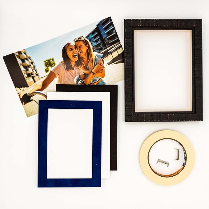 Pack of Ten Acid Free 8x10 Mats Bevel Cut for 5x8 Photos - Brooke Blue Suede Precut Matboards With Backing Boards and Self Seal Photo Mat Bags For Pictures, Photos, Framing - 4-ply Thickness