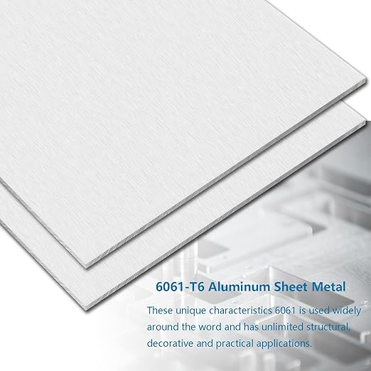 6061 Aluminum Sheet Metal 8 x 12 x 1/4 Inch, Heavy Duty Aluminum Sheets Plates with Protective Film, 6MM Thick Flat Plain Panel Plate Solid Metal Sheet Plate for Crafting Structural Framing Base Plate