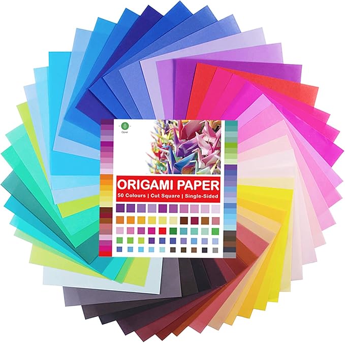 Opret Origami Paper 6x6 inch, 100 Sheets Origami Paper 50 Vivid Colors 15x15 cm Single Sided for Kids Arts and Crafts Projects