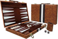 15inch Backgammon Set Classic Folding Board with Leather Case, Portable Travel Game, Ideal Gift Package for Strategy Lovers