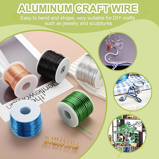 MECCANIXITY 20 Gauge Anodized Aluminum Craft Wire Bendable Bonsai Training Wire 771 Feet 0.8mm for Sculpting Crafts Wreath Floral Beading Jewelry Making, Silver Tone