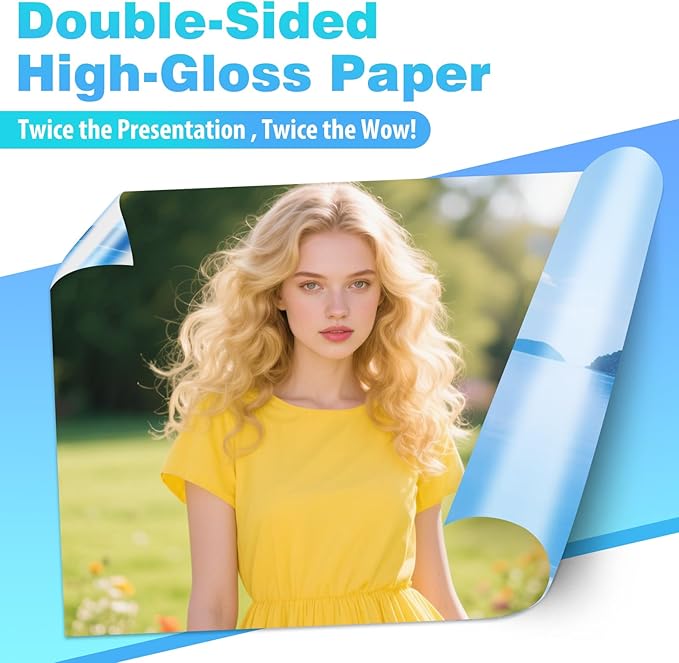 Uinkit Brochure Paper Glossy Double Sided 8.5x11 Inkjet 37lb 140gsm Dye ink Thin Photo Picture Flyer Calendar Magazine CD Cover letter (40, 8.5x11-glossy)