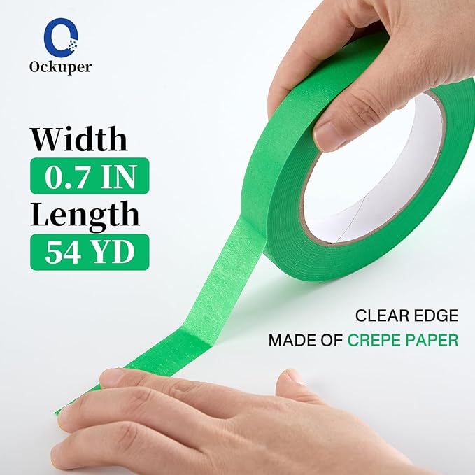 Premium Green Masking Tape,Painters Tape,Green Painters Tape for Automotive,DIY Paper Arts & Crafts, Spraying Drywall Paint, No Residue & Easy to Clean Up,12pcs 0.7inch X 54 Yd Painter's Tape