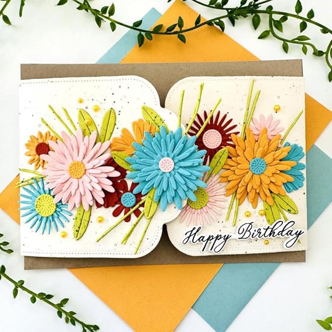 Cutting Dies Metal Stencils Scrapbooking Tools DIY Embossing Template for Paper Card Making Album Arts Crafts Supplies (Flower Set-20.4x10.1cm)