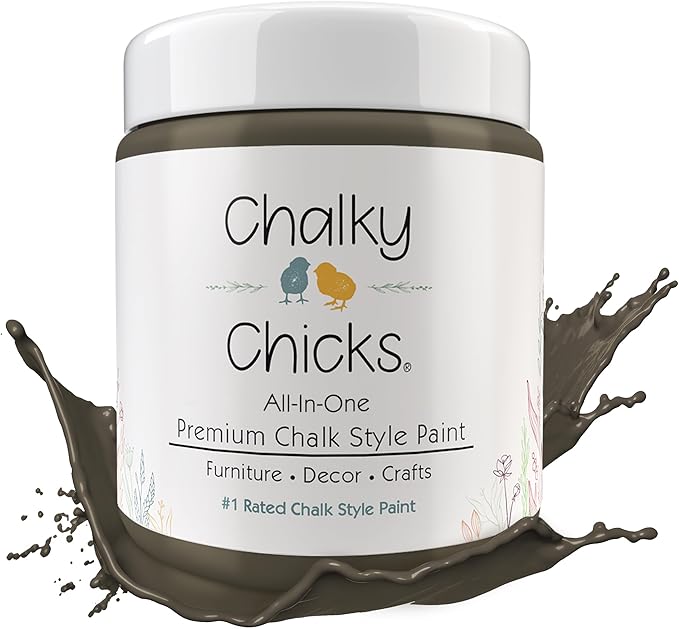 Chalky Chicks All-in-One Chalk Paint for Furniture or Cabinet - 16 Fl Oz - Matte Finish Beachwood (Brown/Gray) for Metal, Wood Furniture Paint - No Sanding All-in-One for Home Decor & Crafts, USA Made