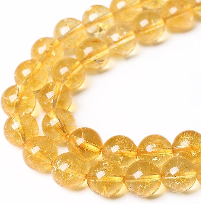 8mm 45Pcs Natural Citrine Beads for Jewelry Making Gemstone Round Loose Beads DIY Bracelet Necklace