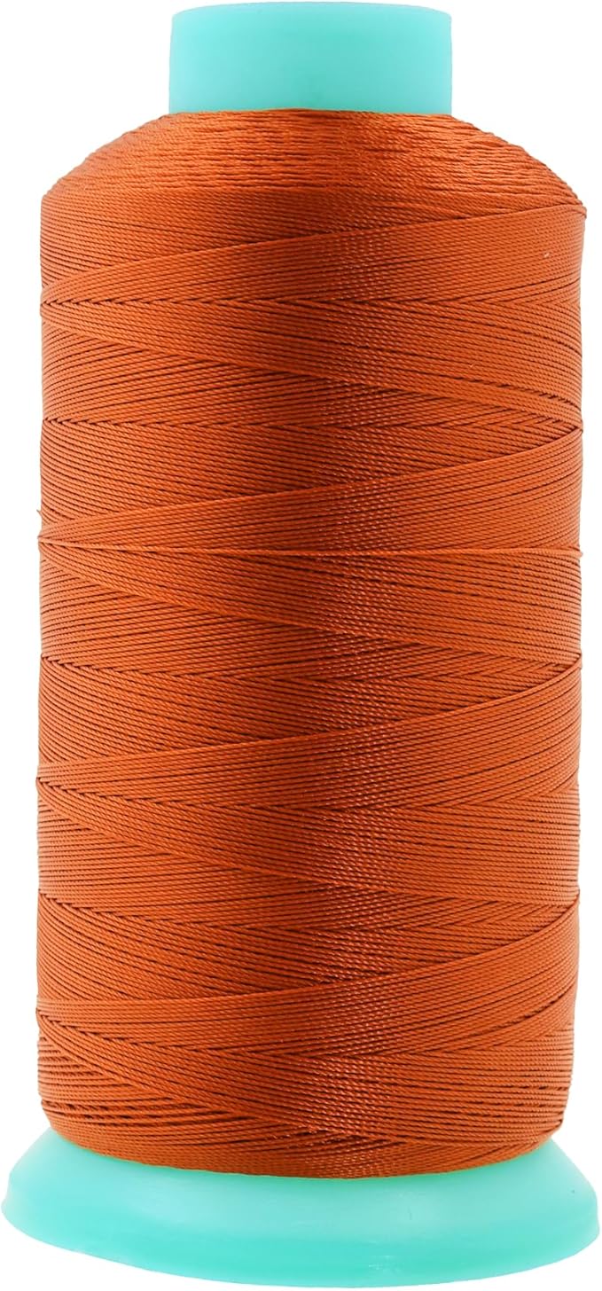 Mandala Crafts Bonded Nylon Thread Burnt Orange Heavy Duty Sewing Threads - 1100 YDs Size 92 280D T90 Tex 90 Thread for Leather Jeans Weaving Outdoor Marine Upholstery Threads