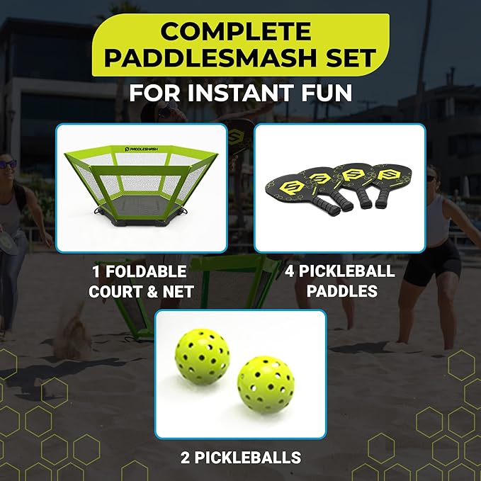 PaddleSmash - Pickleball Yard Game As Seen on Shark Tank - Beach, Backyard, Tailgate & Lawn, Outdoor Activities for Adults and Family - Easy Assembly