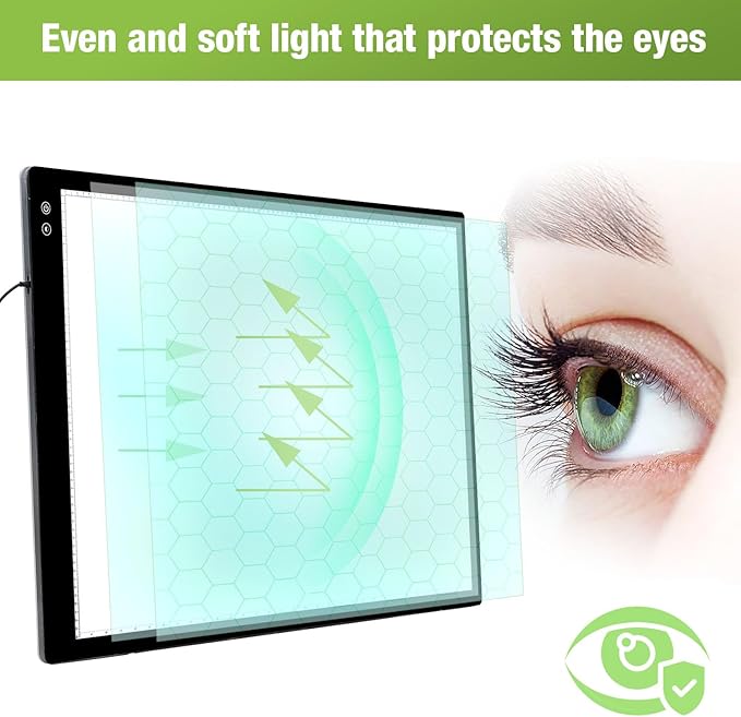 Zocelight A1(35.4''x 23.6'') Large Rechargeable Light Pad for Diamond Painting,6 Levels & Stepless Dimming Light Box for Tracing,3-Color Modes Light Board,Built-in 6000mAh Battery Light Table for Art