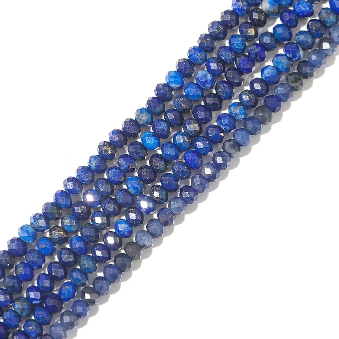Natural Lapis Lazuli Beads 4x2mm 120pcs Faceted Rondelle Loose Semi Gemstone Beads for Jewelry Making Design
