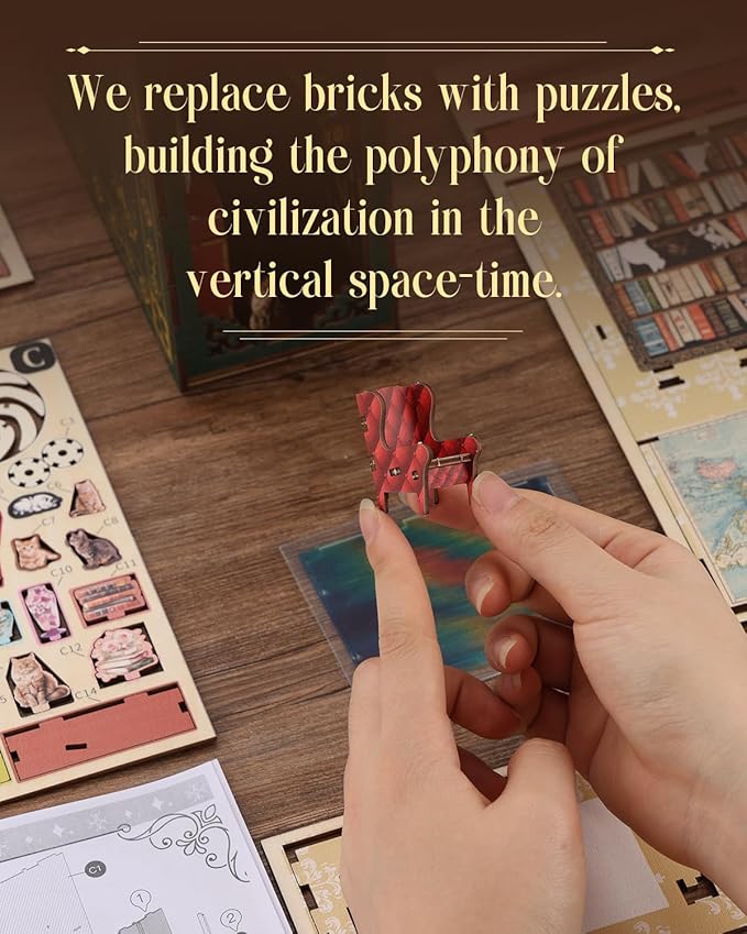Book Nook Kit,Vintage Library Miniature House Kit for Teens and Adults with LED Lights,3D Wooden Puzzle Tiny House Booknook Bookend Bookshelf Decor Model Build.(Vintage Bookstore