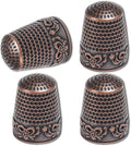 ZESION 4Pcs Sewing Thimbles, Metal Thimbles for Hand Sewing Finger Protector, Quilting Craft Accessories for Knitting Needlework DIY Tools, Brass