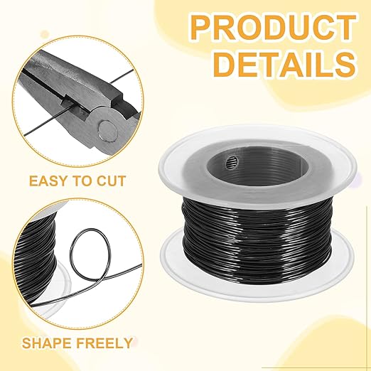 uxcell 18 Gauge / 1mm Anodized Aluminum Wire for Jewelry Craft Making, 102 Feet Bendable Flexible Wire for DIY Home Decor Gardening Sculpture, Black