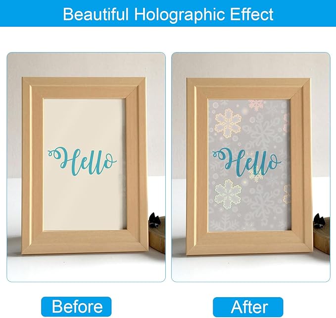 PATIKIL 8.3x5.8 Holographic Sticker Paper, 20Sheets A5 Polypropylene Self-Adhesive Transparent Waterproof Laminate Overlay Film for Photo Cards Scrapbook Decorations, Snowflake