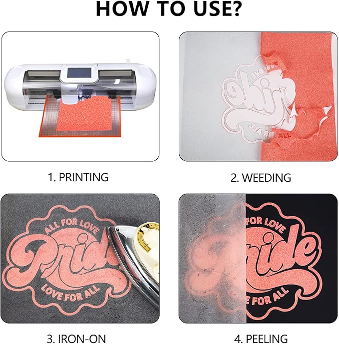 guangyintong Glow Glitter Orange Red Heat Transfer Vinyl HTV Rolls, 12" x 8ft Iron on Vinyl for T-Shirts, Glitter HTV Vinyl for All Cutter Machines Easy to Cut & Weed for DIY Design