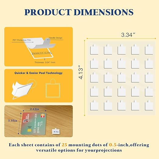 0.5'' Double Sided Adhesive Dots, 75Pcs Clear Adhesive Mounting Putty, Waterproof No Residue Adhesive Putty, Sticky Putty for Wall Hanging, Crafts, Posters Festival Decoration Museum