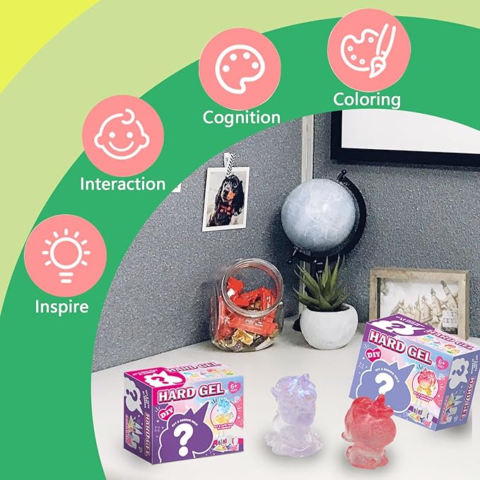 ULIONTAC Hard Gel DIY Unicorn Shaped - Blind Box Epoxy Resin Kit Plastic Molding Decoration Shining Powder