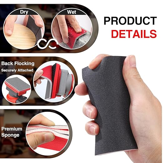 30 Pcs Sanding Sponge 400 Grit, Washable & Reusable Sanding Blocks for Wood, Metal, Drywall, Glazing,