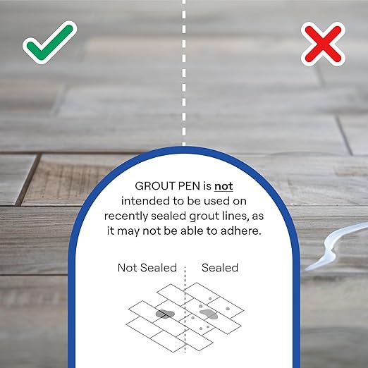 Grout Pen Ivory Tile Paint Marker: Waterproof Grout Paint, Tile Grout Colorant and Sealer Pen - Narrow 5mm, 2 Pack with Extra Tips (7mL) - Ivory