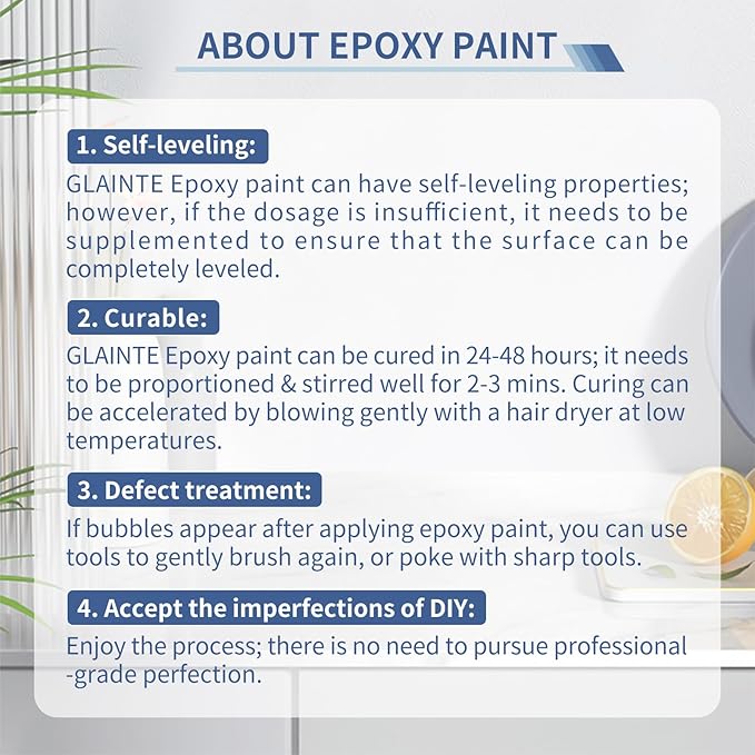 GLAINTE Bright White Marble Countertop Paint Kit Epoxy Countertop Refinishing Paint for Kitchen Bathroom Cover 38 Sq.Ft