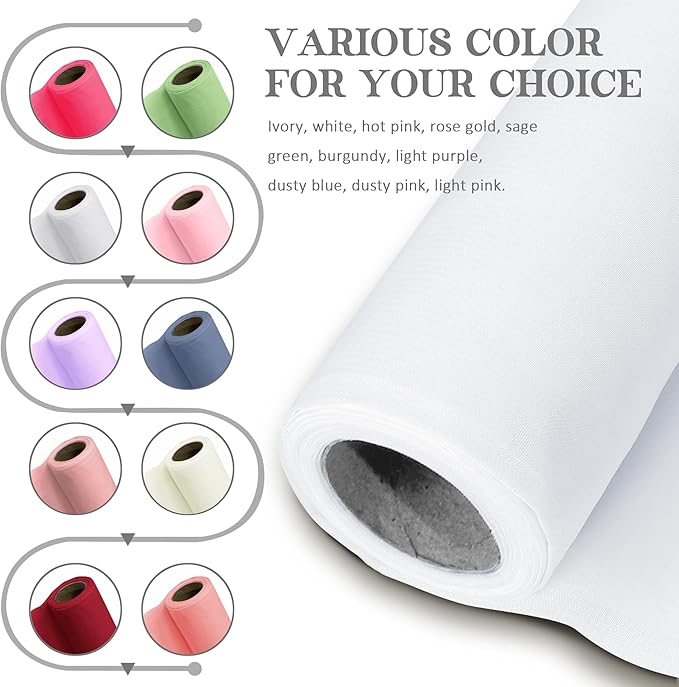 Horbaunal White Chiffon Fabric by The Yard, 10 Yard Continuous Sheer Fabric 59" Wide Soft Draping Fabric for Wedding Arch Draping Party Backdrop DIY Sewing