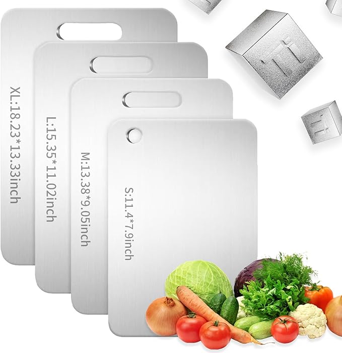 Titanium Cutting Board - 2025 New Upgrade 100% Pure Titanium Cutting Boards for Kitchen Double Sided Non Toxic Cutting Board,Hygiene Durable Dishwasher Safe Chopping Board (M:13.38IN*9.05IN)