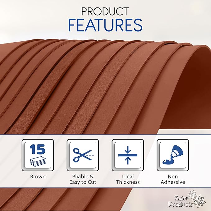 Brown EVA Foam Sheets for Crafts, 15 Pack, 9 x 12 Inch, 2mm Thickness – Ideal for DIY Arts and Crafts, Foam Paper for Kids, Cosplay and Costumes