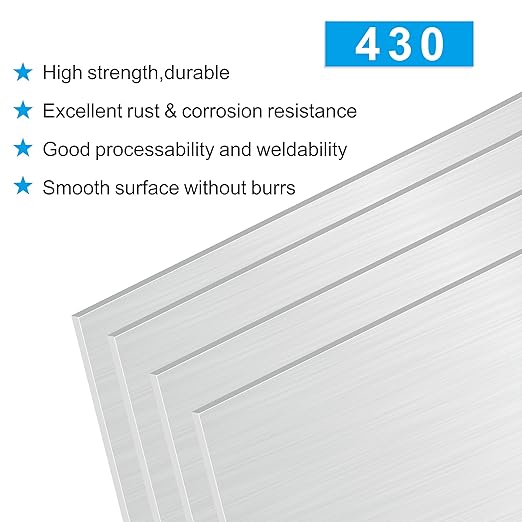 4PCS 12"x12"x1/52 Stainless Steel Metal Plates for Magnetic Mount Board Wall,Tickness 05.mm 430 Stainless Steel Shim Stock Plates for Crafting, Kitchen, Office
