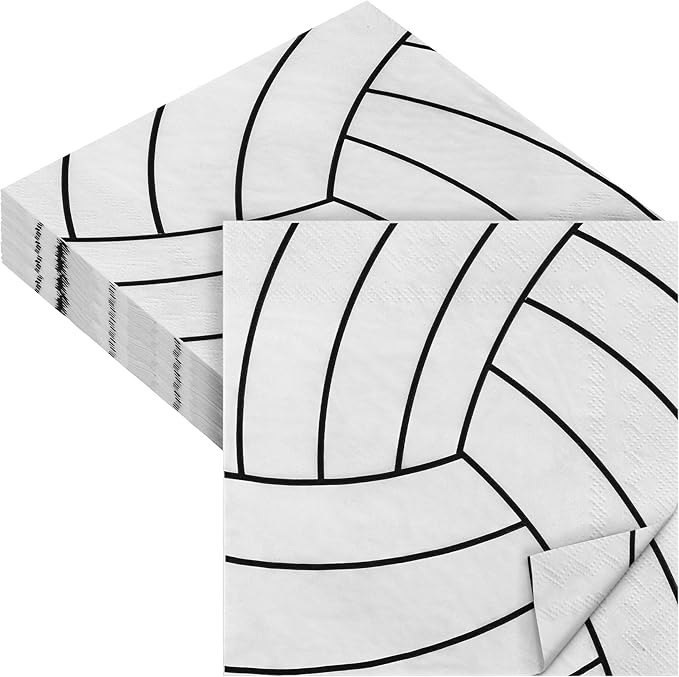 Aodaer 48 Count Volleyball-Themed Paper Napkins, 13 x 13 Inches Unfolded, 2-Ply Disposable Party Napkins for Volleyball Sports Party Supplies