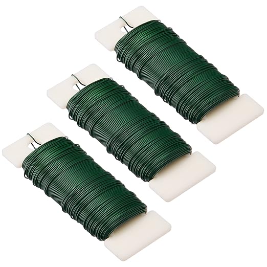Hapeper 22 Gauge Floral Flexible Paddle Wire for Christmas Wreath Tree, Flower Arrangements, 3 Pack 114 Yards (Green)