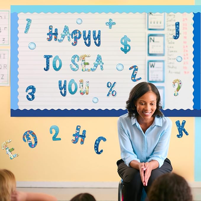 221 Pcs Bulletin Board Letters Round Alphabet Number Punctuation Symbol Combo Letter Cutouts Classroom Decoration for School Classroom Chalkboard Poster Board