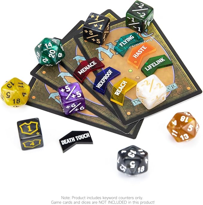 SIXPOINTS 130 Pieces MTG Counter Dice Plus 1 Life Counters Tokens 6 Sided D20 Dice & MTG Counters/Keyword Counters Set Compatible with Magic The Gathering, TCG, Card Games Accessories