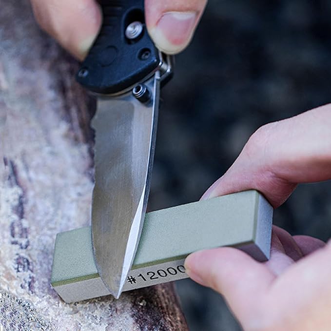 Small Travel-Portable Diamond Resin Sharpening Stone - 12000 Grit Whetstone Knife Sharpener
