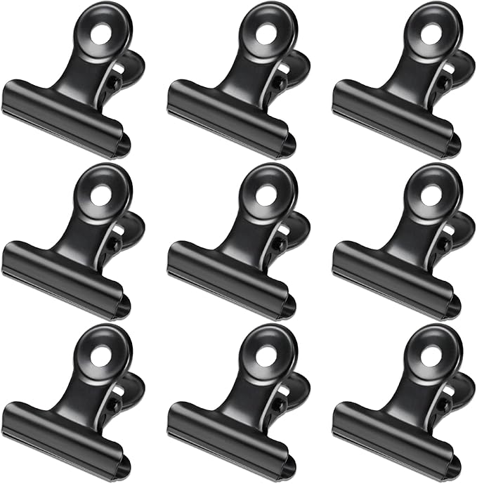 30 Pack Bulldog Clips 1.25 Inches Small Hinge Paper Clips Metal Hinge Clips for Crafts, Food Bags, Drawings, Photos at Home Kitchen & Office Usage, Black, 31mm