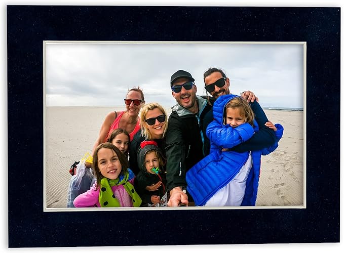 8x10 Mat Bevel Cut for 5x8 Photos - Acid Free Navy Suede Precut Matboard - For Pictures, Photos, Framing - 4-ply Thickness