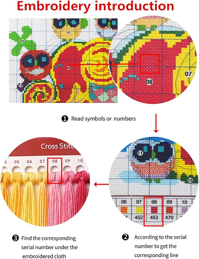 Joyhoor Cross Stitch Kits for Beginners Stamped Cross-Stitch Supplies Needlework preprint Embroidery Kits for Adults DIY Needlepoint Kits Embroidery Patterns 11CT-Cat Bookshelf 18x18 inchs