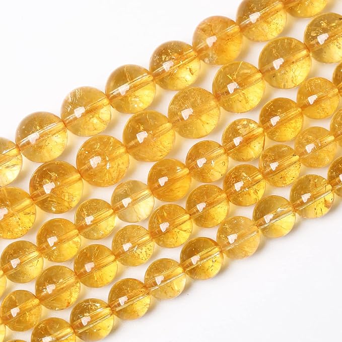 4mm 90Pcs Natural Citrine Beads for Jewelry Making Gemstone Round Loose Beads DIY Bracelet Necklace (Citrine, 4mm)