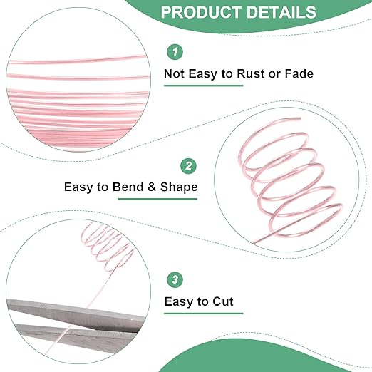 0.6 Mm/22 Gauge Copper Wire for Jewelry Making, 13.1FT Copper Beading Craft Wire for Jewelry/Weaving/DIY Crafting/Planting, Color-Retaining [4M, Rose Gold]