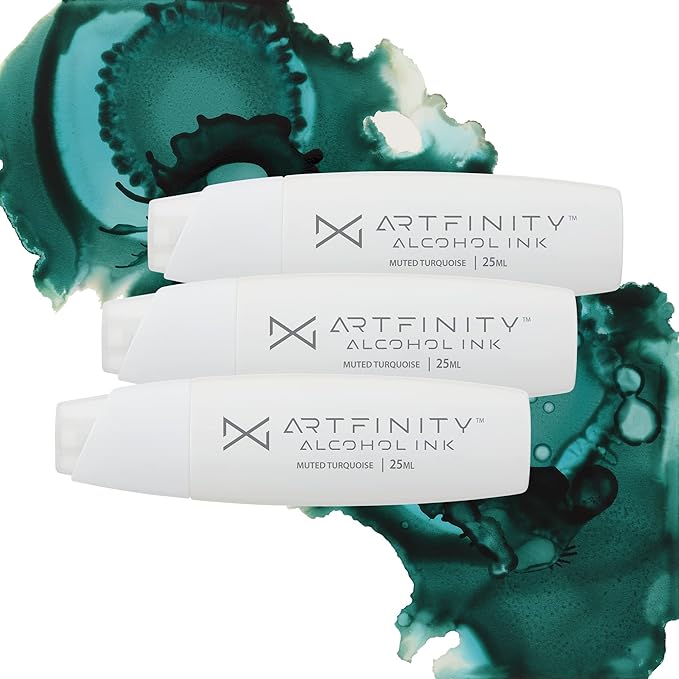 Alcohol Inks 3 Pack - Vibrant, Professional, Dye-Based Alcohol Inks for Artfinity Alcohol Markers, Artists, Drawing, & More! - Muted Turquoise BG6-6