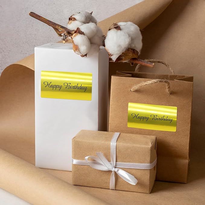 2" x 4" Gold Thermal Label Stickers,Waterproof Thermal Printer Sticker Labels for Gift Wrapping, Self-Adhesive Name Price Tag DIY Custom Logo Design (250 pcs,Gold)