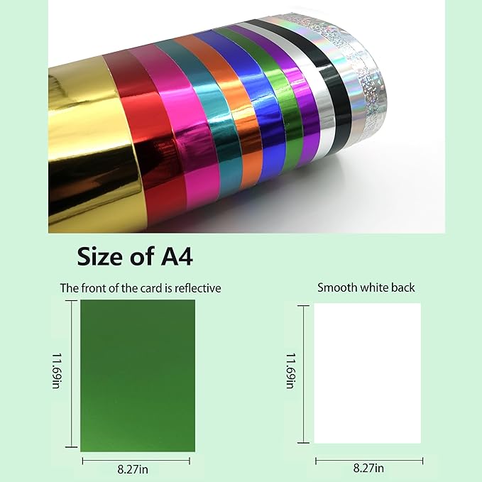 TGXRZX Metallic Verdure Cardstock Paper,Size 8 "x 11" (250gsm), 15PCS,Mirror Finish Gold Foil Board for Crafting, Invitations, and Decorations,Die Cut and Plotter,Card Making (Verdure)