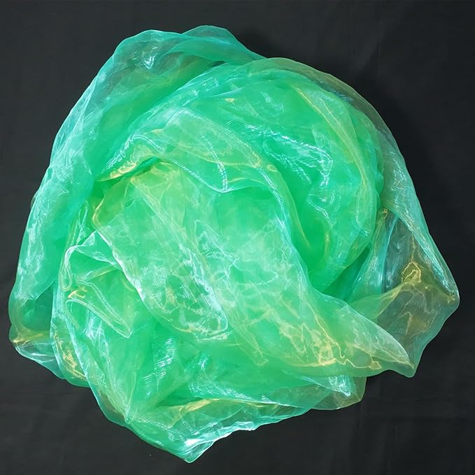 Two-Tone Iridescent Holographic Organza Fabric - 11 Yards by The Yard | Lightweight Sheer Tulle | for Wedding Dresses, Party Decor, DIY Crafts, Shiny Backdrops(Grass Green + hint of Yellow)
