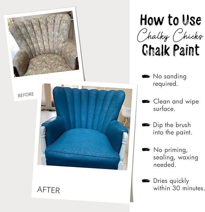Chalky Chicks All-in-One Chalk Paint for Furniture or Cabinet - 8 Fl Oz - Matte Finish Sea Glass (Light Blue) for Metal, Wood Furniture Paint - No Sanding All-in-One for Home Decor & Crafts, USA Made