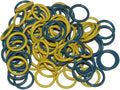 (100 Pack) Soft Stitch Ring Markers, Blue & Yellow (Medium Size for Needle Sizes 9-15, Includes 2 Colors, for Knitting/Crochet/etc)