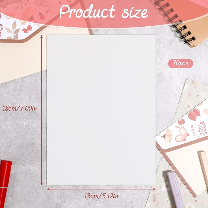 70 Pcs Translucent Vellum Paper, 5.12x7.09 Inch Printable Tracing Paper Wedding Invitations Vellum Jacket for Save The Date Cards Wedding Photos Cover DIY Printing Sketching Drawing Birthday Supplies