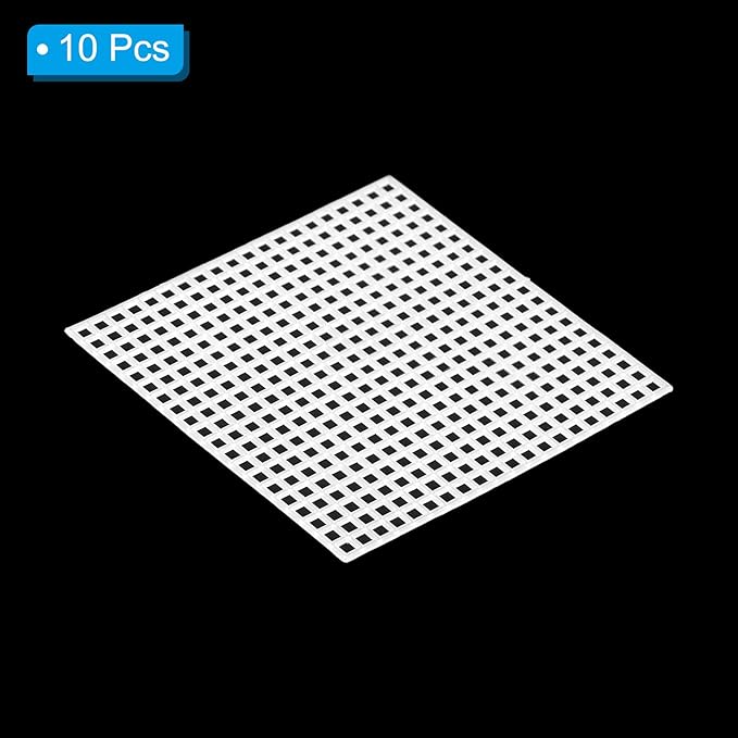 PATIKIL Plastic Mesh Canvas Sheets,10Pcs 3.1 x 3.1inch Cross Needlework Blank Yarn Crafting for Embroidery DIY Bookmarks Cup Mats, White, Square