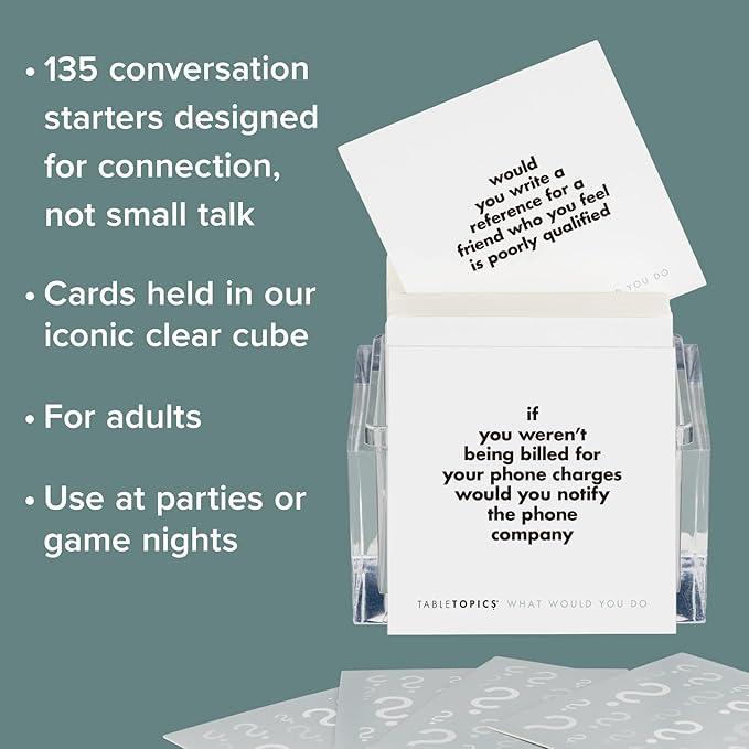 TableTopics What Would You Do Question Card Game - 135 Provocative Conversation Starter Cards for Parties with Adult Friends, Spark Lively Debates about Sticky Situations, Icebreaker Game